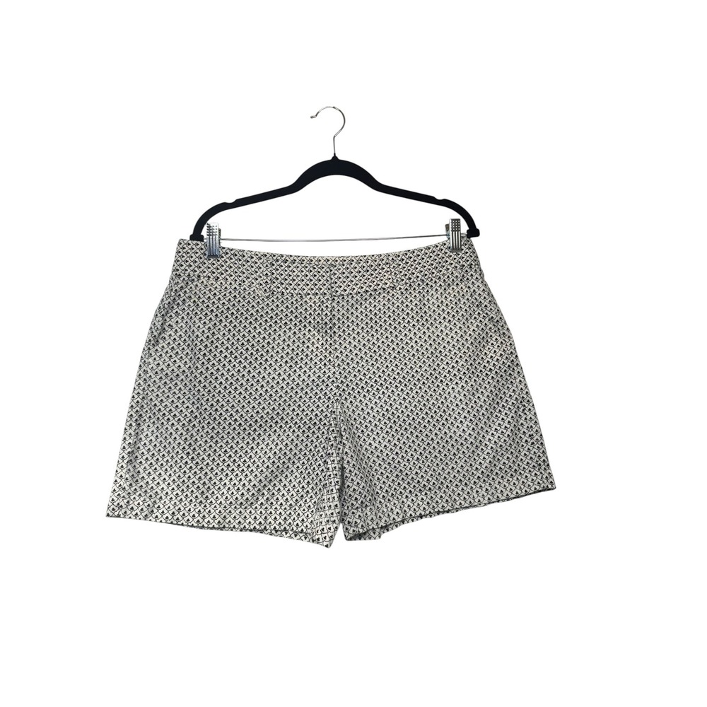 Ann Taylor LOFT Womens Shorts Size 10 Black White Clover Linen Cotton Blend